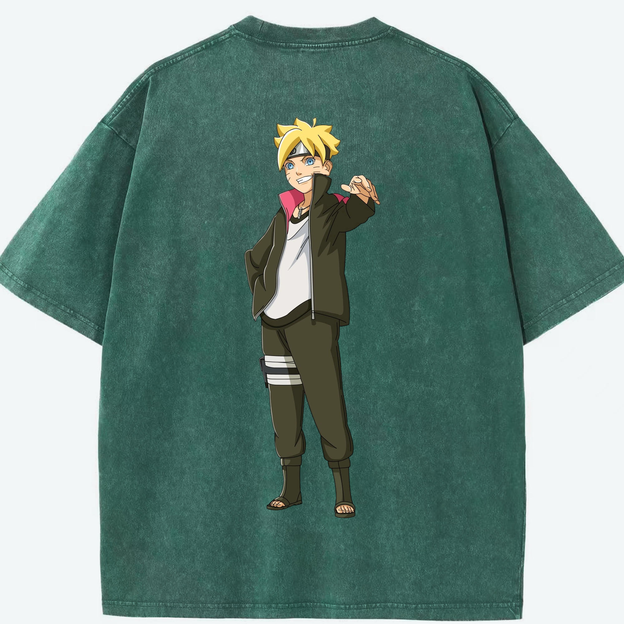 （画像用） NARUTO -ナルト- うずまき ボルト Uzumaki Boruto 綿100% ヴィンテージ風 半袖Tシャツ（背面プリント）